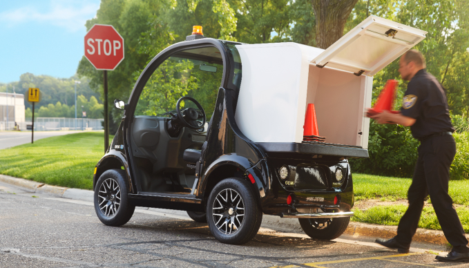 Electric security and patrol vehicle GEM e2